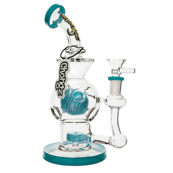 Chongz - Glass 24cm - Big Balls Teal/Blue Accent