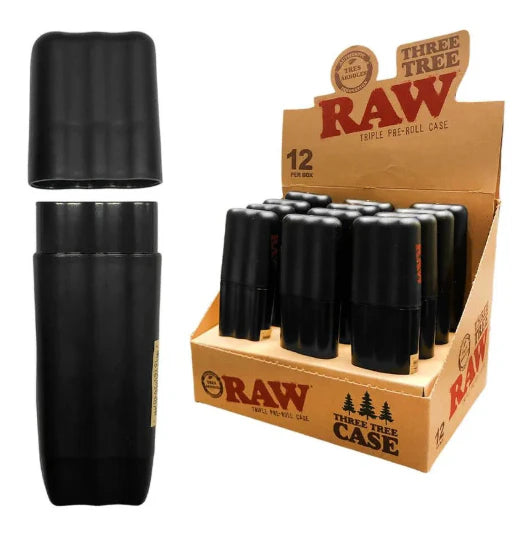 RAW - Three Tree Triple Pre Rolled Case - Black